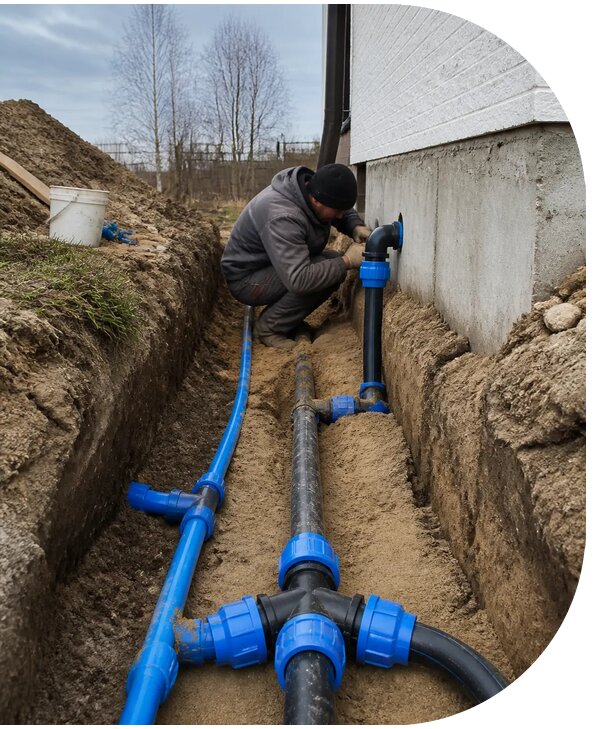 Монтаж наружного водопровода на участке под ключ в Владимире